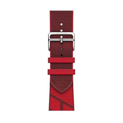 Two-color Nylon Braid Watch Band For Apple Watch Series 9&8&7 41mm / SE 3&SE 2&6&SE&5&4 40mm / 3&2&1 38mm(Dark Red+Red) by bashfashion