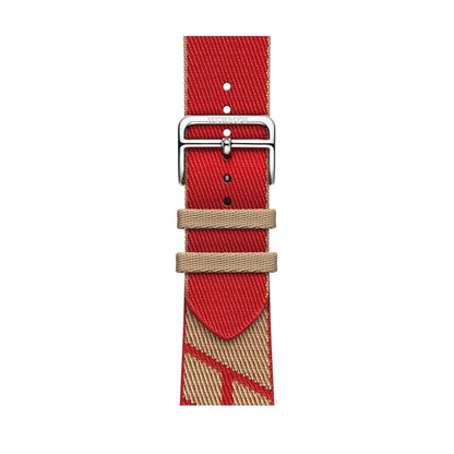 Two-color Nylon Braid Watch Band For Apple Watch Ultra 49mm&Watch Ultra 2 49mm / Series 9&8&7 45mm / SE 3&SE 2&6&SE&5&4 44mm / 3&2&1 42mm(Khaki+Red) by bashfashion