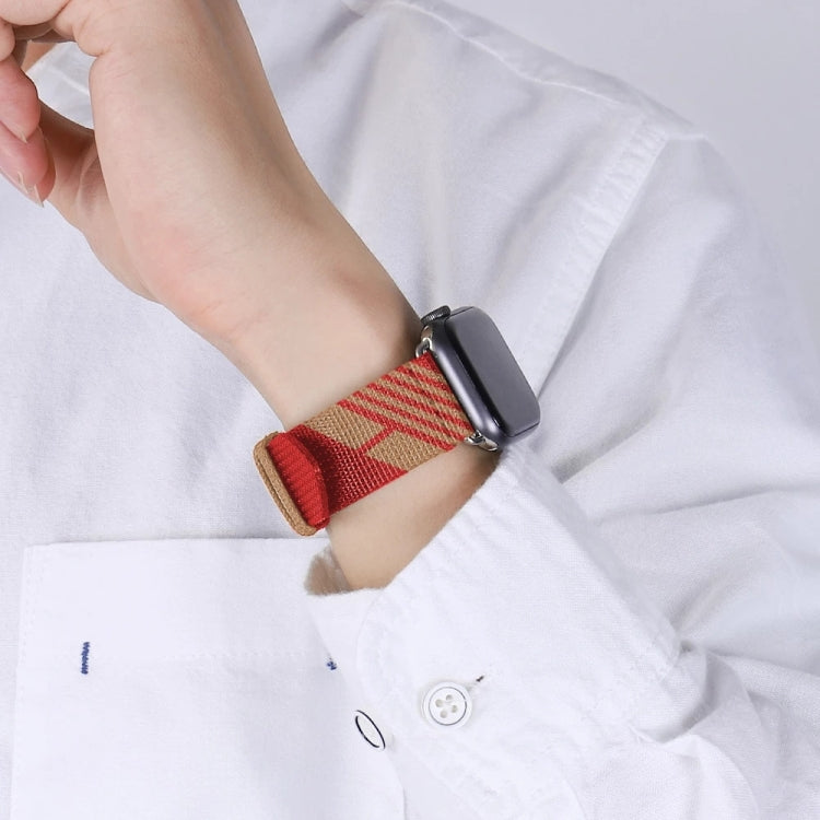 Two-color Nylon Braid Watch Band For Apple Watch Ultra 49mm&Watch Ultra 2 49mm / Series 9&8&7 45mm / SE 3&SE 2&6&SE&5&4 44mm / 3&2&1 42mm(Orange) by bashfashion