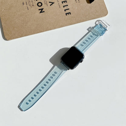 Discoloration in Light TPU Watch Band For Apple Watch Series 8&7 41mm / SE 2&6&SE&5&4 40mm / 3&2&1 38mm(Blue) by bashfashion
