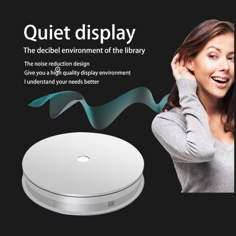 20cm Electric Rotating Turntable Display Stand LED Light Video Shooting Props Turntable, Power Plug:220V UK Plug(White) by bashfashion