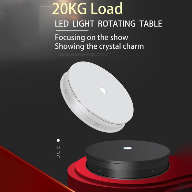 20cm Electric Rotating Turntable Display Stand LED Light Video Shooting Props Turntable, Power Plug:220V AU Plug(White) by bashfashion