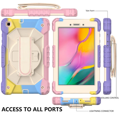 For Samsung Galaxy Tab A 8.0 (2019)T290/T295 Contrast Color Robot Shockproof Silicon + PC Protective Case with Holder & Shoulder Strap(Colorful Purple) by bashfashion