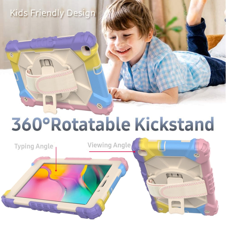 For Samsung Galaxy Tab A 8.0 (2019)T290/T295 Contrast Color Robot Shockproof Silicon + PC Protective Case with Holder & Shoulder Strap(Colorful Purple) by bashfashion