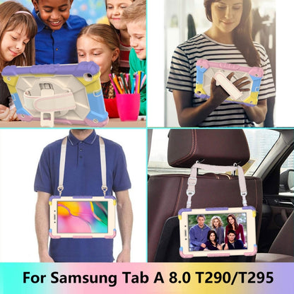 For Samsung Galaxy Tab A 8.0 (2019)T290/T295 Contrast Color Robot Shockproof Silicon + PC Protective Case with Holder & Shoulder Strap(Colorful Purple) by bashfashion