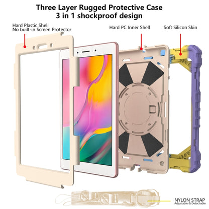 For Samsung Galaxy Tab A 8.0 (2019)T290/T295 Contrast Color Robot Shockproof Silicon + PC Protective Case with Holder & Shoulder Strap(Colorful Purple) by bashfashion