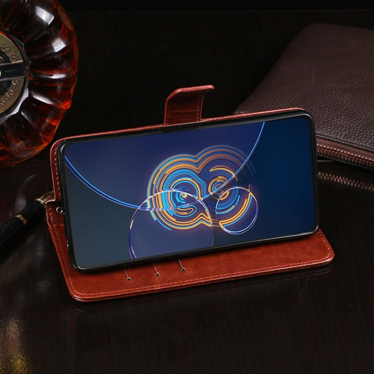 For Asus Zenfone 8 Flip idewei Crazy Horse Texture Horizontal Flip Leather Case with Holder & Card Slots & Wallet(Brown) by idewei