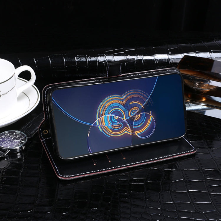 For Asus Zenfone 8 Flip idewei Crocodile Texture Horizontal Flip Leather Case with Holder & Card Slots & Wallet(Dark Blue) by idewei