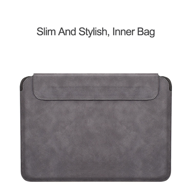 PU03 Lightweight Sheepskin Notebook Liner Bag, Size:14.1-15.4 inch(Deep Space Gray) by bashfashion