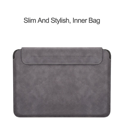 PU03 Lightweight Sheepskin Notebook Liner Bag, Size:14.1-15.4 inch(Deep Space Gray) by bashfashion