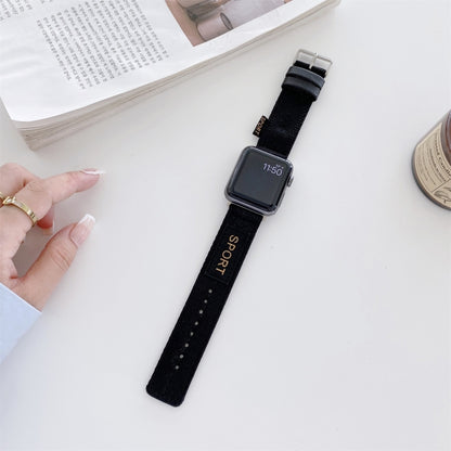 Nylon Watch Band For Apple Watch Series 9&8&7 41mm / SE 3&SE 2&6&SE&5&4 40mm / 3&2&1 38mm(Black) by bashfashion