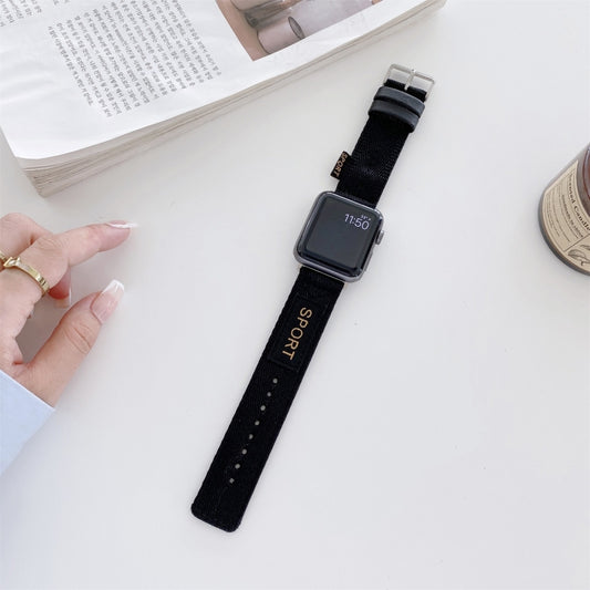 Nylon Watch Band For Apple Watch Series 9&8&7 41mm / SE 3&SE 2&6&SE&5&4 40mm / 3&2&1 38mm(Black) by bashfashion