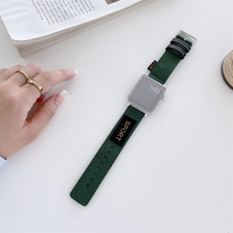 Nylon Watch Band For Apple Watch Series 9&8&7 41mm / SE 3&SE 2&6&SE&5&4 40mm / 3&2&1 38mm(Dark Green) by bashfashion