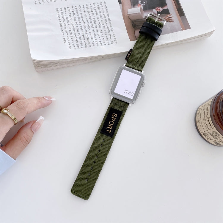 Nylon Watch Band For Apple Watch Series 9&8&7 41mm / SE 3&SE 2&6&SE&5&4 40mm / 3&2&1 38mm(Army Green) by bashfashion
