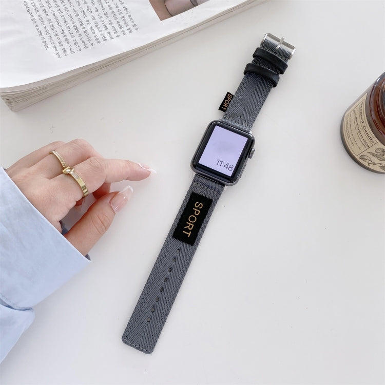 Nylon Watch Band For Apple Watch Series 9&8&7 41mm / SE 3&SE 2&6&SE&5&4 40mm / 3&2&1 38mm(Grey) by bashfashion
