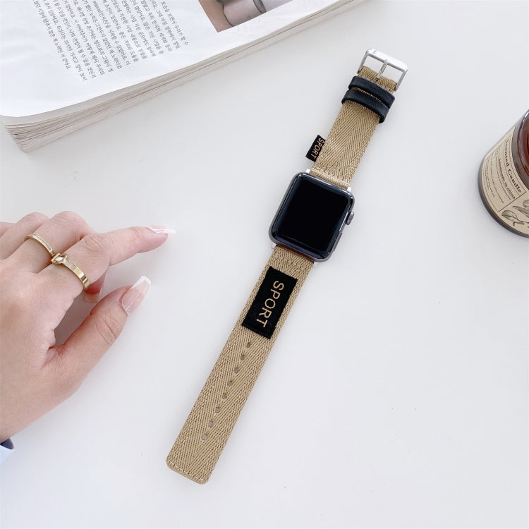 Nylon Watch Band For Apple Watch Series 9&8&7 41mm / SE 3&SE 2&6&SE&5&4 40mm / 3&2&1 38mm(Khaki) by bashfashion