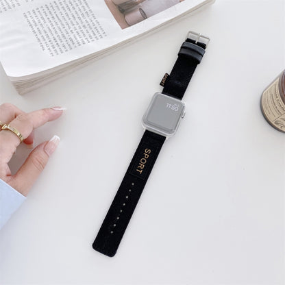 Nylon Watch Band For Apple Watch Ultra 49mm&Watch Ultra 2 49mm / Series 9&8&7 45mm / SE 3&SE 2&6&SE&5&4 44mm / 3&2&1 42mm(Black) by bashfashion