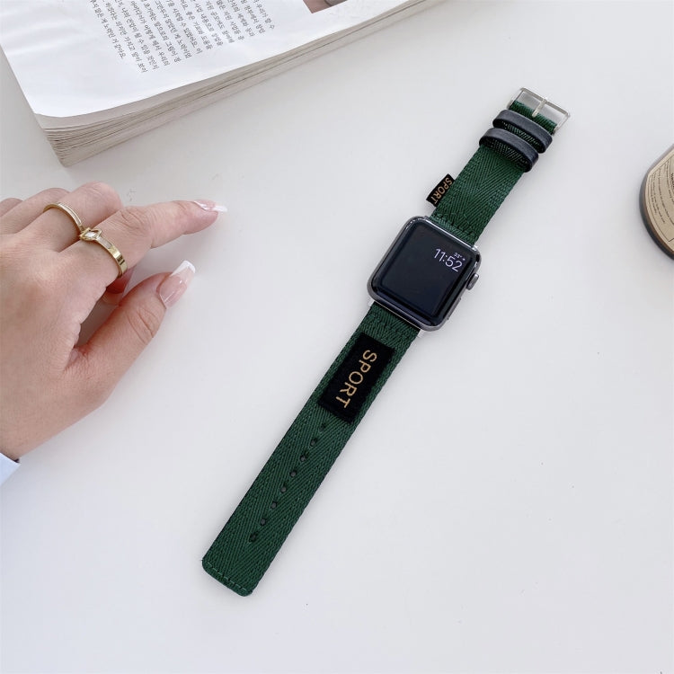 Nylon Watch Band For Apple Watch Ultra 49mm&Watch Ultra 2 49mm / Series 9&8&7 45mm / SE 3&SE 2&6&SE&5&4 44mm / 3&2&1 42mm(Dark Green) by bashfashion