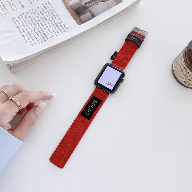 Nylon Watch Band For Apple Watch Ultra 49mm&Watch Ultra 2 49mm / Series 9&8&7 45mm / SE 3&SE 2&6&SE&5&4 44mm / 3&2&1 42mm(Red) by bashfashion