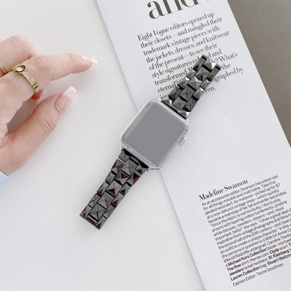Rhombic Grid Ceramics Watch Band For Apple Watch Ultra 49mm&Watch Ultra 2 49mm / Series 9&8&7 45mm / SE 3&SE 2&6&SE&5&4 44mm / 3&2&1 42mm(Black) by bashfashion