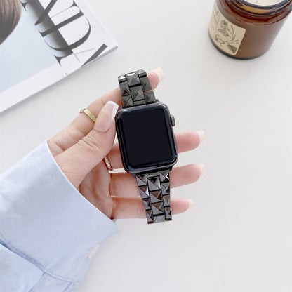 Rhombic Grid Ceramics Watch Band For Apple Watch Ultra 49mm&Watch Ultra 2 49mm / Series 9&8&7 45mm / SE 3&SE 2&6&SE&5&4 44mm / 3&2&1 42mm(Black) by bashfashion