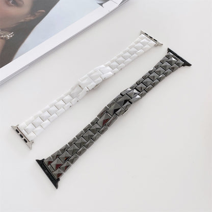 Rhombic Grid Ceramics Watch Band For Apple Watch Ultra 49mm&Watch Ultra 2 49mm / Series 9&8&7 45mm / SE 3&SE 2&6&SE&5&4 44mm / 3&2&1 42mm(Black) by bashfashion