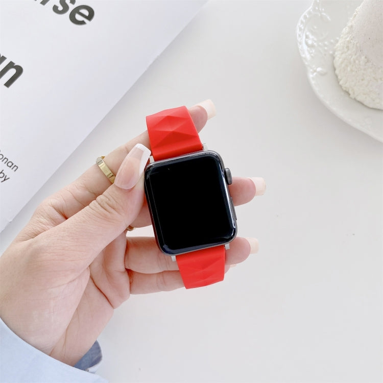 Modern Style Silicone Watch Band For Apple Watch Series 9&8&7 41mm / SE 3&SE 2&6&SE&5&4 40mm / 3&2&1 38mm, Style:Black Buckle(Red) by bashfashion