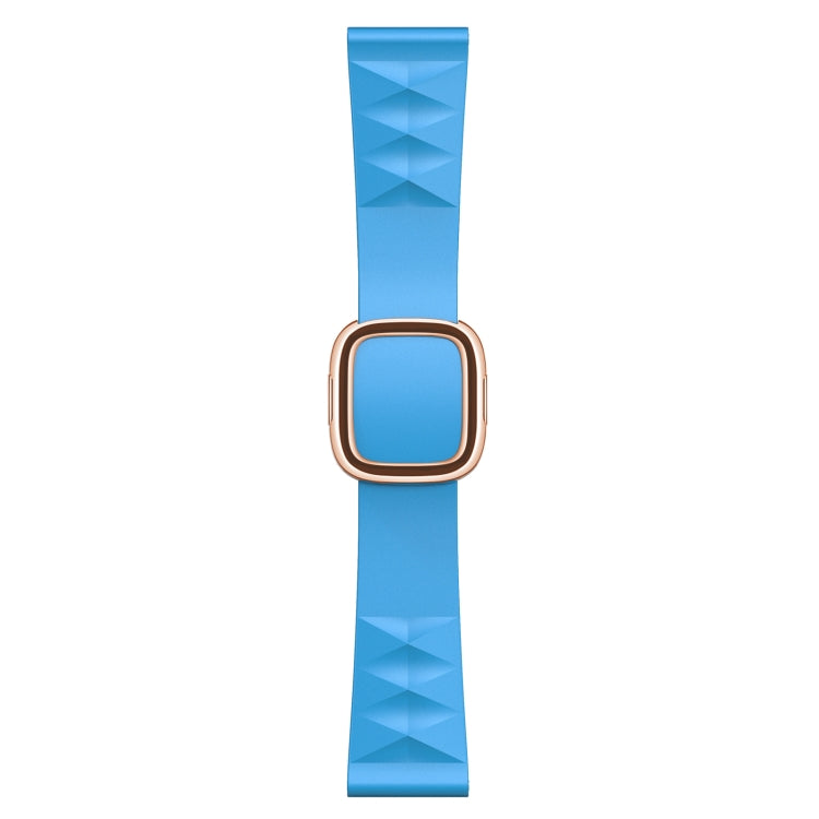 Modern Style Silicone Watch Band For Apple Watch Series 9&8&7 41mm / SE 3&SE 2&6&SE&5&4 40mm / 3&2&1 38mm, Style:Rose Gold Buckle(Lake Blue) by bashfashion