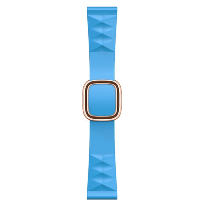 Modern Style Silicone Watch Band For Apple Watch Series 9&8&7 41mm / SE 3&SE 2&6&SE&5&4 40mm / 3&2&1 38mm, Style:Rose Gold Buckle(Lake Blue) by bashfashion