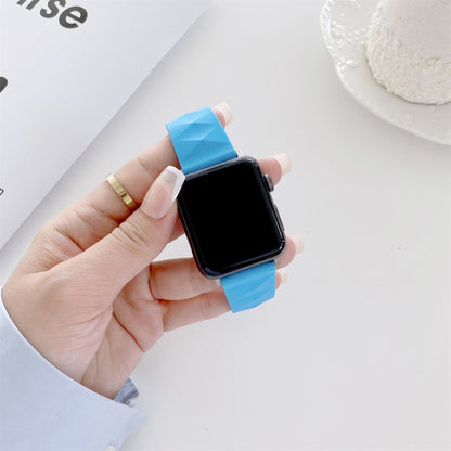 Modern Style Silicone Watch Band For Apple Watch Series 9&8&7 41mm / SE 3&SE 2&6&SE&5&4 40mm / 3&2&1 38mm, Style:Rose Gold Buckle(Lake Blue) by bashfashion