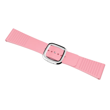 Modern Style Silicone Watch Band For Apple Watch Series 9&8&7 41mm / SE 3&SE 2&6&SE&5&4 40mm / 3&2&1 38mm, Style:Silver Buckle(Light Pink) by bashfashion