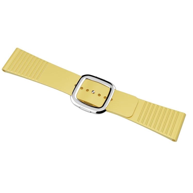 Modern Style Silicone Watch Band For Apple Watch Series 9&8&7 41mm / SE 3&SE 2&6&SE&5&4 40mm / 3&2&1 38mm, Style:Silver Buckle(Yellow) by bashfashion