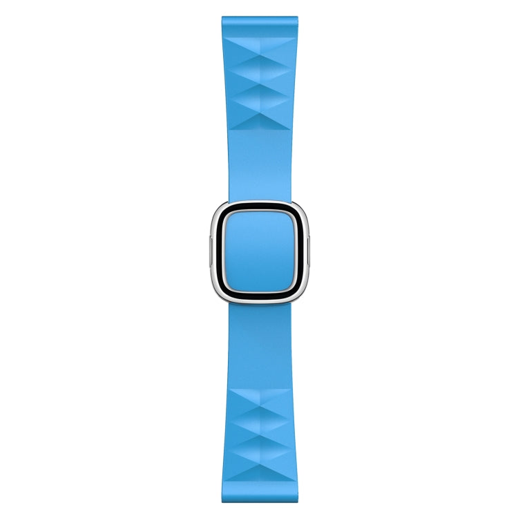 Modern Style Silicone Watch Band For Apple Watch Series 9&8&7 41mm / SE 3&SE 2&6&SE&5&4 40mm / 3&2&1 38mm, Style:Silver Buckle(Lake Blue) by bashfashion
