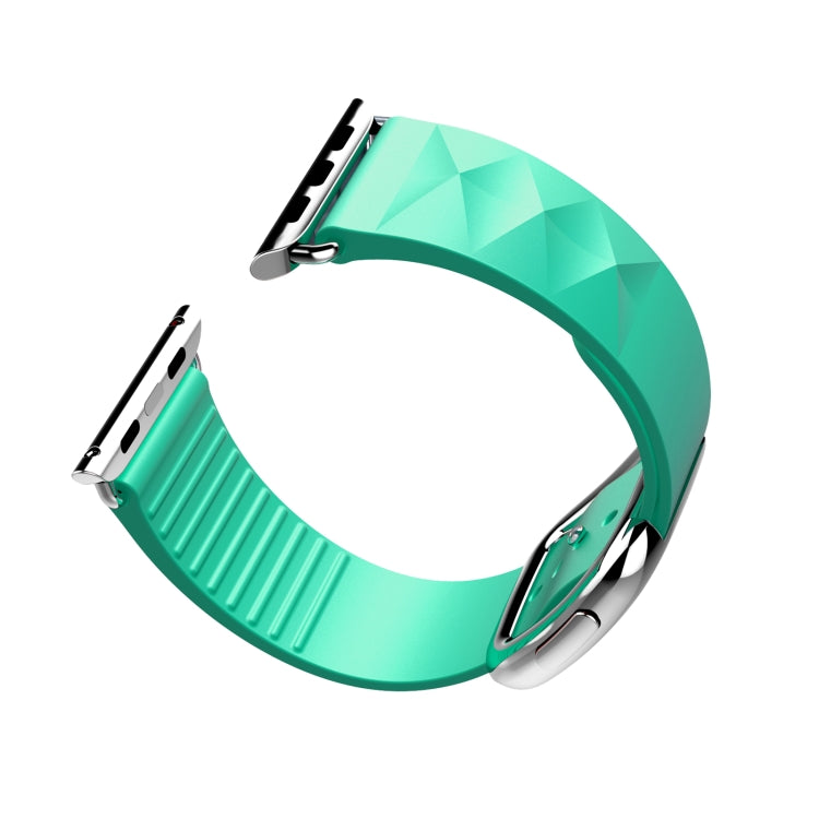Modern Style Silicone Watch Band For Apple Watch Series 9&8&7 41mm / SE 3&SE 2&6&SE&5&4 40mm / 3&2&1 38mm, Style:Silver Buckle(Mint Green) by bashfashion