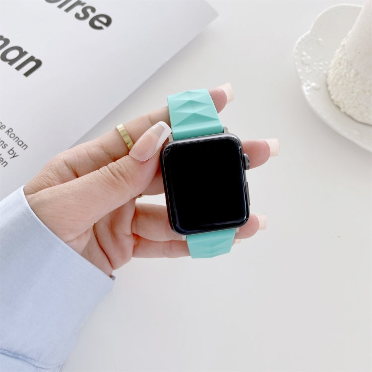Modern Style Silicone Watch Band For Apple Watch Series 9&8&7 41mm / SE 3&SE 2&6&SE&5&4 40mm / 3&2&1 38mm, Style:Silver Buckle(Mint Green) by bashfashion