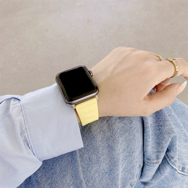 Modern Style Silicone Watch Band For Apple Watch Series 9&8&7 41mm / SE 3&SE 2&6&SE&5&4 40mm / 3&2&1 38mm, Style:Silver Buckle(Mint Green) by bashfashion