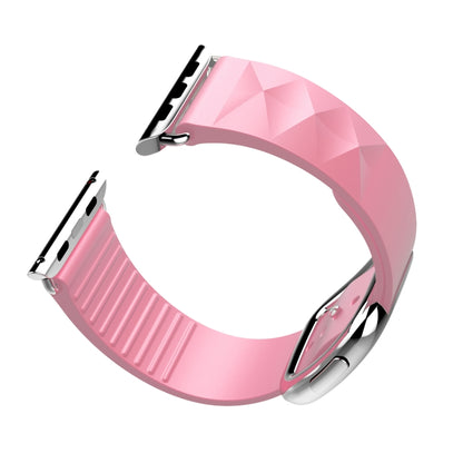 Modern Style Silicone Watch Band For Apple Watch Ultra 49mm&Watch Ultra 2 49mm / Series 9&8&7 45mm / SE 3&SE 2&6&SE&5&4 44mm / 3&2&1 42mm, Style:Silver Buckle(Light Pink) by bashfashion