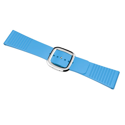 Modern Style Silicone Watch Band For Apple Watch Ultra 49mm&Watch Ultra 2 49mm / Series 9&8&7 45mm / SE 3&SE 2&6&SE&5&4 44mm / 3&2&1 42mm, Style:Silver Buckle(Lake Blue) by bashfashion