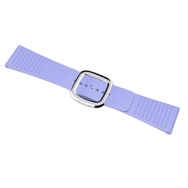 Modern Style Silicone Watch Band For Apple Watch Ultra 49mm&Watch Ultra 2 49mm / Series 9&8&7 45mm / SE 3&SE 2&6&SE&5&4 44mm / 3&2&1 42mm, Style:Silver Buckle(Purple) by bashfashion