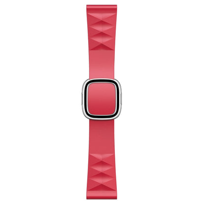 Modern Style Silicone Watch Band For Apple Watch Ultra 49mm&Watch Ultra 2 49mm / Series 9&8&7 45mm / SE 3&SE 2&6&SE&5&4 44mm / 3&2&1 42mm, Style:Silver Buckle(Red) by bashfashion