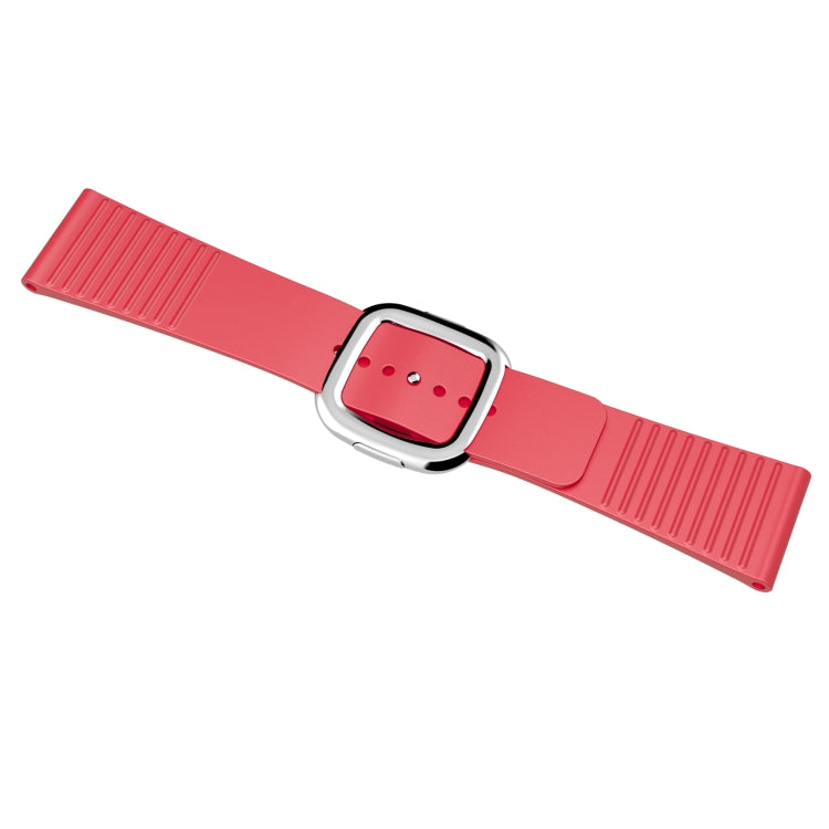 Modern Style Silicone Watch Band For Apple Watch Ultra 49mm&Watch Ultra 2 49mm / Series 9&8&7 45mm / SE 3&SE 2&6&SE&5&4 44mm / 3&2&1 42mm, Style:Silver Buckle(Red) by bashfashion