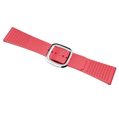 Modern Style Silicone Watch Band For Apple Watch Ultra 49mm&Watch Ultra 2 49mm / Series 9&8&7 45mm / SE 3&SE 2&6&SE&5&4 44mm / 3&2&1 42mm, Style:Silver Buckle(Red) by bashfashion