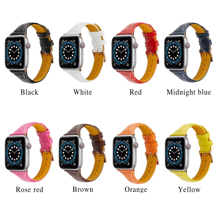 Crocodile Texture Leather Watch Band For Apple Watch Series 9&8&7 41mm / SE 3&SE 2&6&SE&5&4 40mm / 3&2&1 38mm(Midnight Blue) by bashfashion