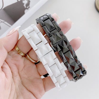 22mm Universal Rhombic Grid Ceramics Watch Band(White) by bashfashion