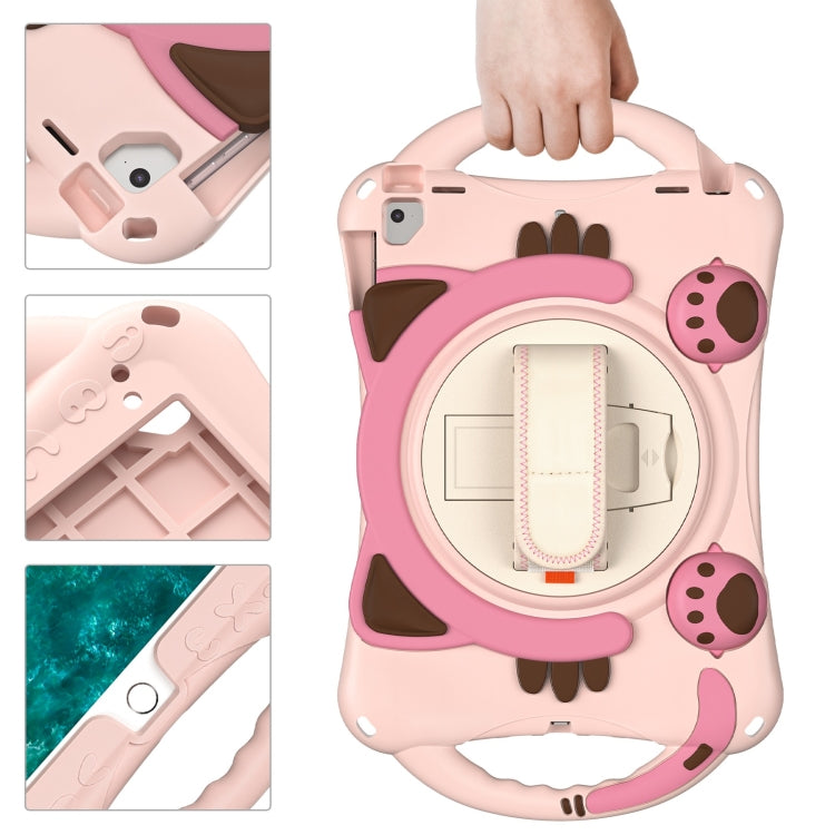 Cute Cat King Kids Shockproof Silicone Tablet Case with Holder & Shoulder Strap & Handle For iPad 9.7 2018 / 2017 / Air / Air 2 / Pro 9.7(Pink) by bashfashion