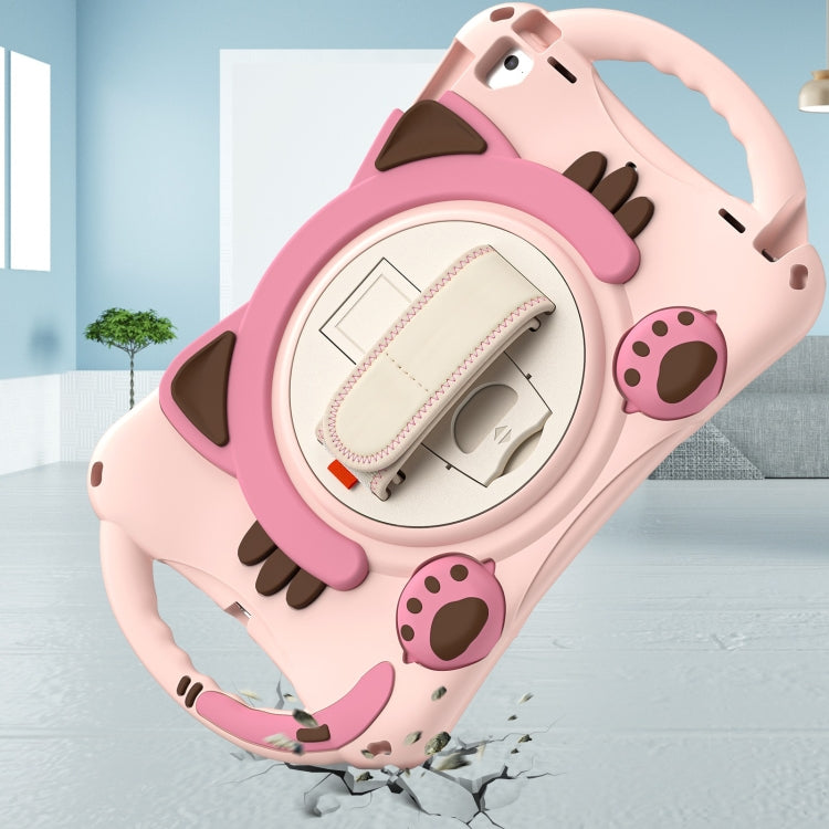 Cute Cat King Kids Shockproof Silicone Tablet Case with Holder & Shoulder Strap & Handle For iPad 9.7 2018 / 2017 / Air / Air 2 / Pro 9.7(Pink) by bashfashion