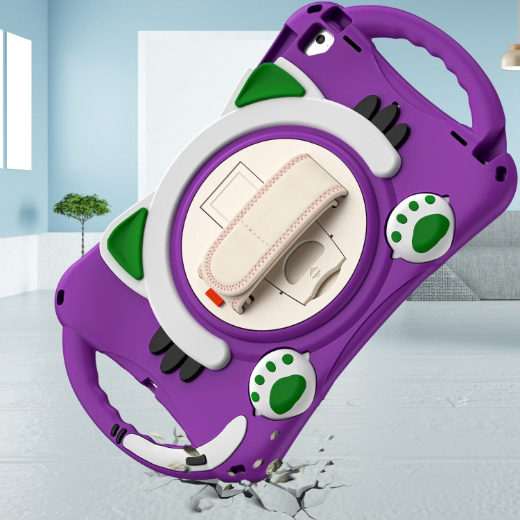 Cute Cat King Kids Shockproof Silicone Tablet Case with Holder & Shoulder Strap & Handle For iPad 9.7 2018 / 2017 / Air / Air 2 / Pro 9.7(Purple) by bashfashion