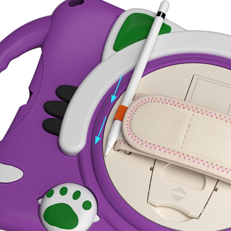 Cute Cat King Kids Shockproof Silicone Tablet Case with Holder & Shoulder Strap & Handle For iPad 9.7 2018 / 2017 / Air / Air 2 / Pro 9.7(Purple) by bashfashion