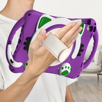 Cute Cat King Kids Shockproof Silicone Tablet Case with Holder & Shoulder Strap & Handle For iPad 9.7 2018 / 2017 / Air / Air 2 / Pro 9.7(Purple) by bashfashion