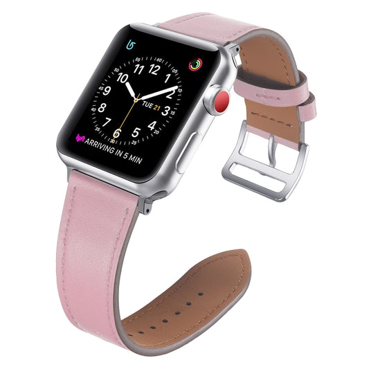 Small Waist Leather Watch Band For Apple Watch Series 9&8&7 41mm / SE 3&SE 2&6&SE&5&4 40mm / 3&2&1 38mm(Pink) by bashfashion